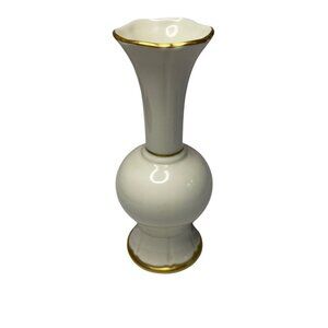 Vintage Pickard Porcelain Bud Vase White 24K Gold Trim 6.75” Made USA